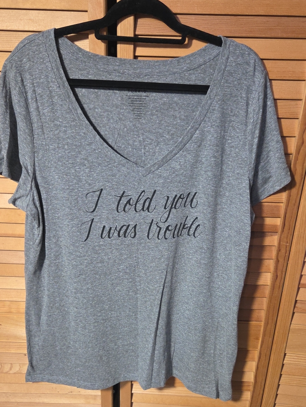 Torrid 2016 Gray V-Neck Graphic Tee - I Told You I Was Trouble